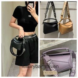 Loeiwe High end Designer Puzle bags for womens Cow Leather Small Handheld Shoulder Crossbody Bag Geometry Bag Original 1:1 with real logo and box