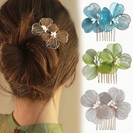 Flower Headband Pearl Crystal Hairband Earrings Elegant Party Tiara Crown Bridal Hair Jewelry Wedding Hair Accessories For Women