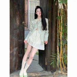 Two Piece Dress Chinese Style Temperament Wear A Cool Summer Suit Button Shirt Coat Pure Short Skirt Two-piece Set Vintage Suits