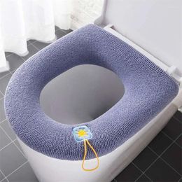 Toilet Seat Covers Thickened Pad Ferrule Collar Washable Soft Material Cover Knitted Solid Color Universal