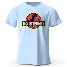 Men's T-Shirts Mens No Internet Printed T-Shirt 100% Cotton Oversized Funny Graphic Ts for Men Women Summer Tops T240515