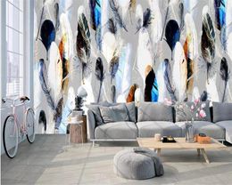 Wallpapers Custom Wallpaper 3d American Simple Fashion Colorful Hand Painted Feather Texture Art Background Wall Po Murals