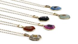 Agate Irregular Bezel Pendant Necklace for Women Natural Stone Chakra Gold Chain Choker Necklaces Women Girls Jewellery Gifts4573297