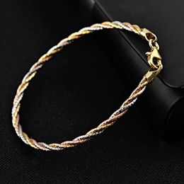 Italian Three Color Silver Thread Woven Bracelets 3-Strand Braided Bracelet For Women 925 Sterling Silver Fine Chain Teen Girls 240515