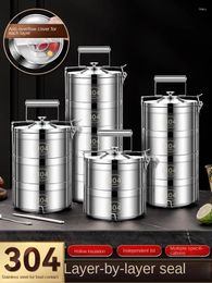 Dinnerware 304 Stainless Steel Large Capacity Multi-layer Insulation Delivery Bento Lunch Box Barrel For Office Workers Portable Divided