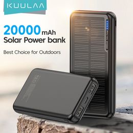 20000 mAh high-capacity black light solar power bank PD bidirectional fast charging USB multi interface outdoor power bank suitable for Apple, Samsung, Huawei phones