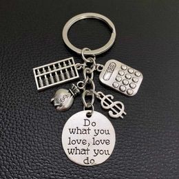 Keychains Lanyards 1pc Antique Silver Do What You Lovelove what You Do Accountant Keychain Bookkeeper Key Ring Key Chains Jewellery Y240510