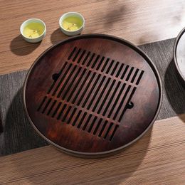 Tea Trays Chinese Natural Bamboo Tray Drainage Water Storage Set Household Board Drain Cup Holder