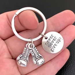 Keychains Lanyards Boxing Glove Charm Jewellery Boxing Gifts Boxing Charm Metal Keychain Car Accessory Gifts for Boxers Never Give Up Charm Y240510