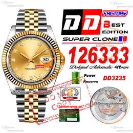 126333 DD3235 Date Automatic Mens Watch DDF Two Tone Yellow Gold Champagne Diamonds Dial 904L JubileeSteel Bracelet 72H Power Reserv Super Edition Puretime PTRX