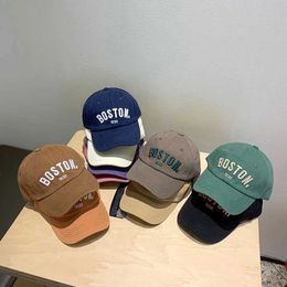 Caps Hats Letter Embroidery Kids Baseball Hat Korean Baby Sunshade Peaked Cap Solid Color Children Duck Tongue Cap Boy Girl Outdoor Visors Y240514