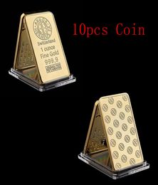 10pcs Arts and Crafts Switzerland ArgorHeraeus SA Melter Assayer Bullion 1 Ounce Fine Gold 9999 Bar with Acrylic Case For Collec5509802