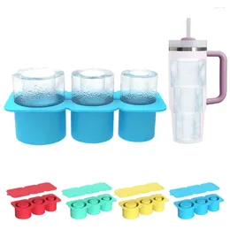 Baking Moulds 1PC Ice Grid Mold Silicone Cube Maker With Lid For Making 3 Hollow Cylinder Molds Accessories 30-40 Oz