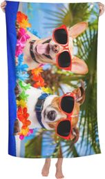 Towel Microfiber Dogs Beach Lovely Wear Sunglasses Under Palm Tree Bath Sand Proof Absorbent Quick Dry