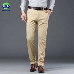 Men's Pants OUSSYU Summer Pant Men Flat Slim Business Suit Pants Leisure Trousers Ironing Wrinkle-Resistant Korean Office Casual Solid Y240514