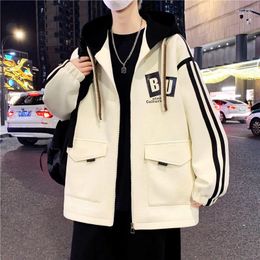 Men's Jackets Fashion 2024 Spring Autumn Hooded Casual Loose Coats Youth Outdoor Sports Windbreaker Plus Size M-4XL Top Clothing