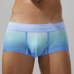 Underpants Men Boxer Briefs Soft Gradient Panties Sexy U Convex Pouch Underwear Low Waist High Elastic Lingerie Shorts