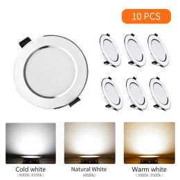 10Pcs Led Downlight Recessed Ceiling Lamp 5W 9W 12W 15W Cold white/Warm white/3-Color Dimmable 170V/220V Led Spotlight