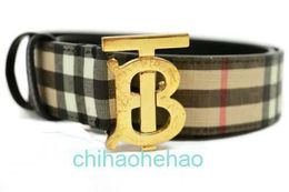 Designer Borbaroy belt fashion buckle genuine leather - Beige Canvas Black Leather Belt w Gold Buckle - 28-Inch