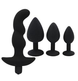 YEMA 4 PCS Silicone Butt Plug Stainless Steel Anal Plug 10 Functions Butt Plug Vibrator Sex Toys for Woman Vagina Men Gay Y1899004462