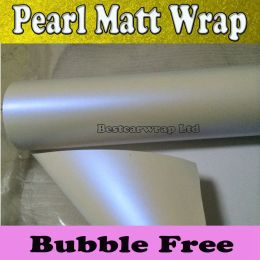 Stickers Satin Pearl Matt white Vinyl wrap Pearl Chameleon whiteblue Car wrap Film with air release Pearl white Matte Film Size: 1.52*20m/