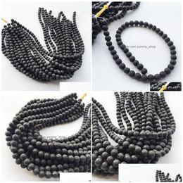 Charms Charms 8Mm Natural Lava Rock Stone Beads Diy Essential Oil Diffuser Pendants Jewellery Necklace Earrings Making Drop Delivery Fin Dhe6J