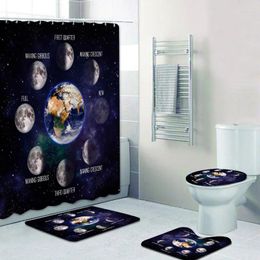 Shower Curtains Cool 3D Moon Phases Bathroom Curtain Set Space R Phase Poster Bath Mat Rug Carpet For Toilet Kid Room Home Decor Gift