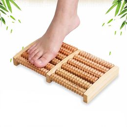 Bath Mats 5/6 Rows Wooden Foot Massager 3D Shiatsu Roller Massage Relieve Body Stress Muscle Reflexology Feet Care Tool