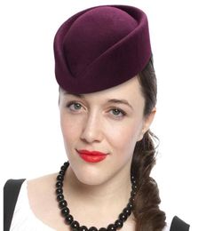 Top Quality Women Wool Felt Beret Hat Teardrop Fancy Stewardess Air Hostesses Pillbox Hat Millinery Fascinator Base Cap 2103111444427