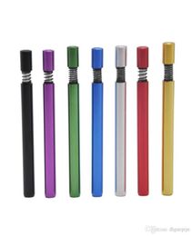 Colourful Cigarette Shaped Metal Pipe Hitters Bat Hand Tobacco Smoking Philtre Pipes Tube Holder Tools 80mm Length Snuff Snorter4274301