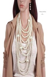 Beautiful Elegant Woman High Quality Manmade Pearl Long Necklace Multilayer Necklace Female Accessories For Bride Fashion 20591968723