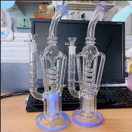 12.5inchs Recycler Oil Rigs Thick Glass Water Bongs Hookahs Shisha Smoke Glass Pipe Dab Rigs With 14mm Bowl