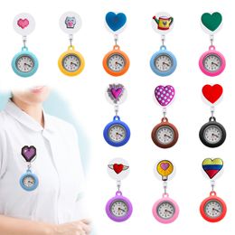 Charms Love Clip Pocket Watches Nurse Lapel Watch Retractable Arabic Numeral Dial Medical Hang Clock Gift Fob With Second Hand Drop De Otrzg