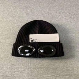Two glasses goggles beanies men autumn winter thick knitted skull caps outdoor sports hats women uniesex black grey blue7117264