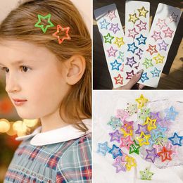 Hair Accessories 10Pcs/Set Solid Color Star Hair Clips for Kids Girls Headwear Alloy Barrettes Cute Glitter BB Clips Hairpins Hair Accessories