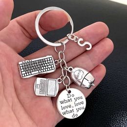 Keychains Lanyards New A-Z Letter Dropshipping laptop computer mouse keyboard Keychain Fashion Key Ring DIY metal holder chain Jewellery for Gift Y240510