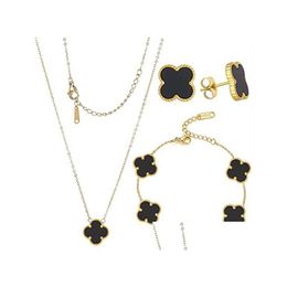 Pendant Necklaces 4 Four Leaf Clover Luxury Designer Necklace Jewellery Set Bracelet Stud Earring Women Christmvalentines Day Birthday G Otpuw