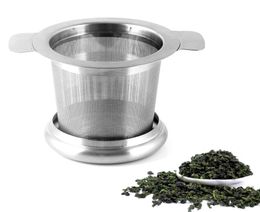 Tea Strainer Lid Teas Infusers Basket Reusable Fine Mesh TeaCoffee Filters Stainless Steel with Double Handles Leaf Teapot Spice 9067990