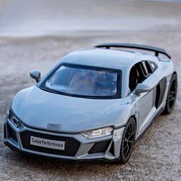 Diecast Model Cars 1 32 R8 sports car alloy toy model metal die-casting scale car with light and sound door can open toys for boys