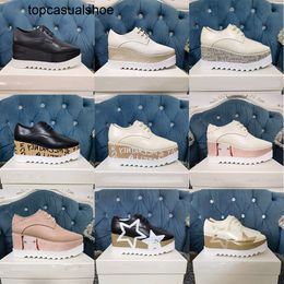 Stella Mccartney leather square shoes Star Toe platform slope thick Britt Shoes Elyse Brushed Star Shoes Platform Derbys Wedge Lace-up Fashion