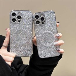 Phone Case Designer For iPhone 15 Pro Max 14 plus 13 12 11 promax High end glitter magnetic suction wireless charging case wholesale