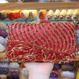 Evening Bags XIYUAN Red/purple/sky Blue Crystal Diamond Clutch Purse Women Wedding Party Handbag Bridal Metal