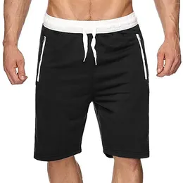 Men's Shorts Male Casual Mid Waist Pant Solid Splice Pocket Drawstring Knee Length Men Mens Athletic