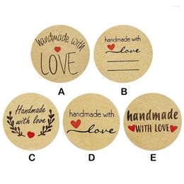 Wall Stickers 500 Labels/Roll Round Natural Love Kraft Thank You Gift Seal Labels Adhesive Baking Packaging Sealing Sticker Label