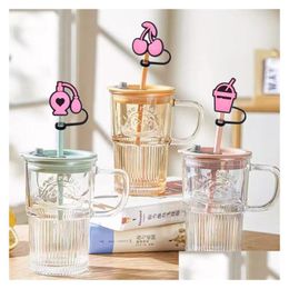 Drinking Straws New Arrived 30Styles Pink Colours Sts Toppers Er Cap Dust Plug Drink Accessories Decoration Flowers Gift Drop Delivery Dh4W9