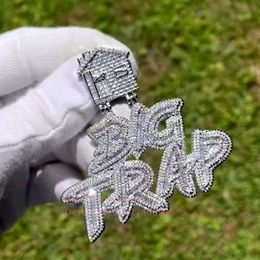 Custom Pass Diamond Tester Hip Hop VVS Moissanite Charm Necklace Iced Out Jewellery Sier Letter Name Pendant