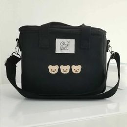 Diaper Bags Multi functional mother baby bag diaper bag waterproof bear embroidery thermal insulation mother bag fashionable food storage bag Y240515