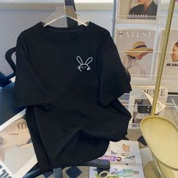デザイナーTシャツを塗る綿の短袖Tシャツレディース2024夏の新しいルーズ韓国特大の女性カジュアル用途の汎用性の高いミッドレングストップQ7RT