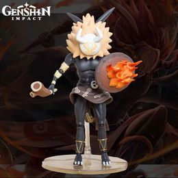 Action Toy Figures 18.5cm Genshin Impact Wood Shield Hilichurl Guard Animation Character Game Surrounding Statue PVC Action Character Series Model Toy Y240515