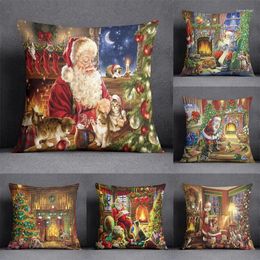 Pillow Santa Printed Pillowcase Holiday Gifts Home Office Decoration Bedroom Sofa Car